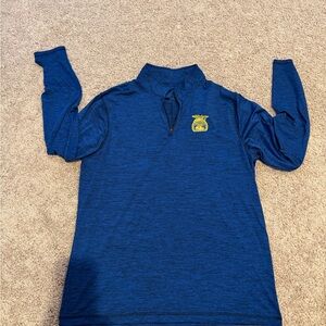 Blue Quarter-Zip Pullover with Yellow FFA Emblem